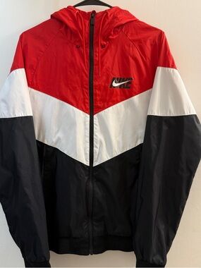 Nike Sportswear Windrunner Jacket Red White Black Colorblock Women’s M S